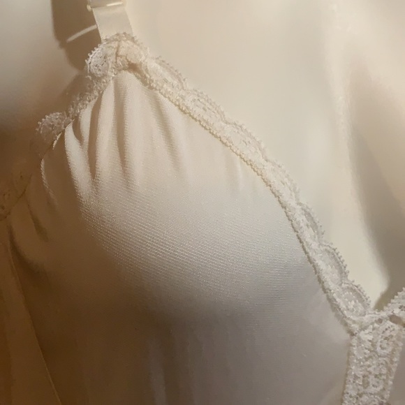 Vintage White Lacy Nylon Full Slip Dress Sz Small - Picture 4 of 13